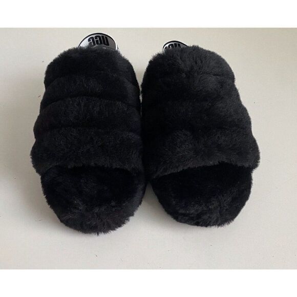 UGG Fluff Yeah Ruby Black Slide Slippers 1098494 Women’s Size 6 Box No Lid NEW - Picture 4 of 13